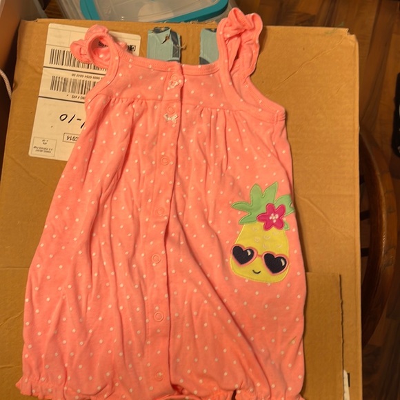 Baby Girl Pineapple Ruffle Onesie & Headband - Pink main image 1